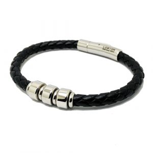 Pulsera piel trenzada y acero