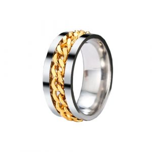Anillo cadena acero gold 316L