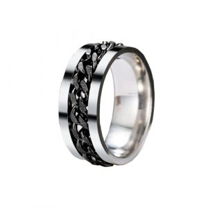 Anillo cadena acero negro 316L