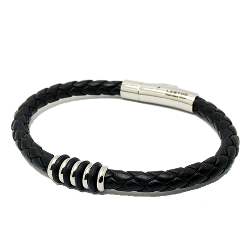 Pulsera Metrópolis acero y piel