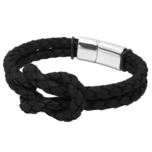 Pulsera Nudos acero y piel