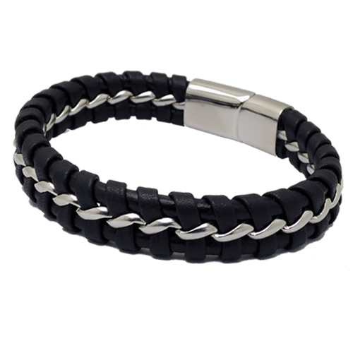 Pulsera Fusión acero y piel