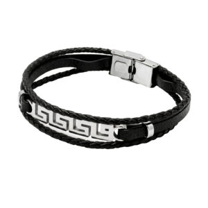 Pulsera Atenas acero y piel