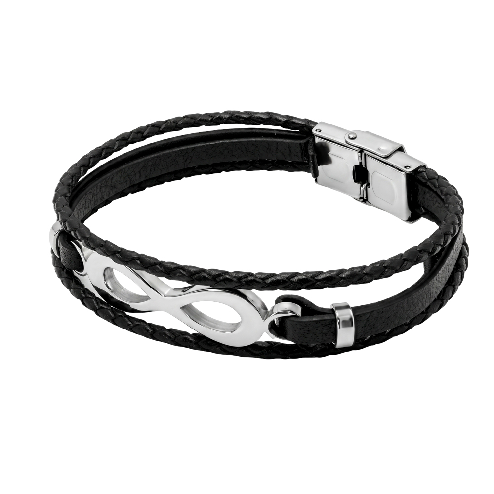 Pulsera Infinity acero y piel