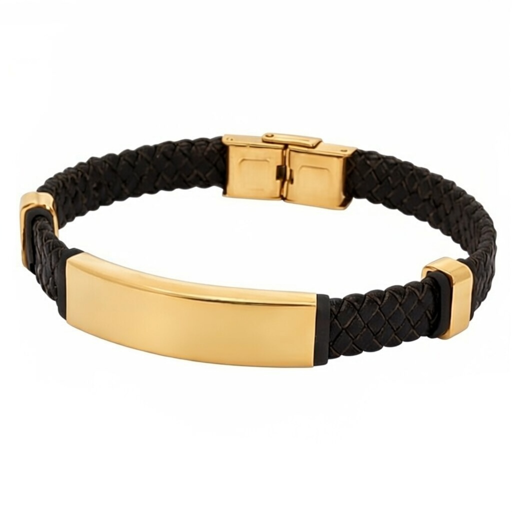 Pulsera Kyoto Gold acero y piel
