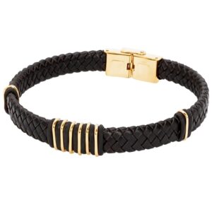 Pulsera Nagoya Gold acero y piel